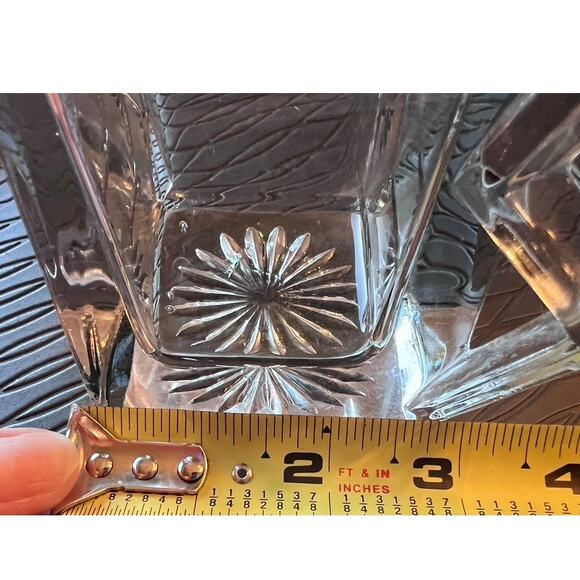 Heisey Clear Quatro Fine Crystal Open Sugar Bowl Vase Heavy Glass Square Handles - Picture 7 of 12